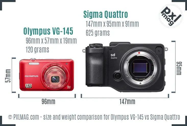 Olympus VG-145 vs Sigma Quattro size comparison