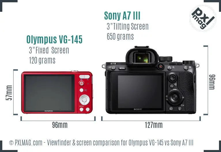 Olympus VG-145 vs Sony A7 III Screen and Viewfinder comparison