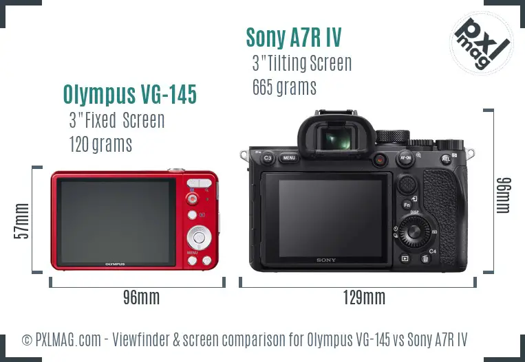 Olympus VG-145 vs Sony A7R IV Screen and Viewfinder comparison