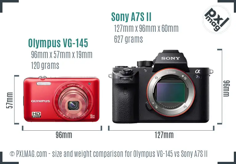 Olympus VG-145 vs Sony A7S II size comparison