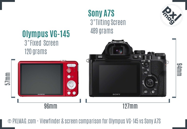 Olympus VG-145 vs Sony A7S Screen and Viewfinder comparison