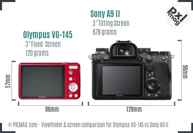Olympus VG-145 vs Sony A9 II Screen and Viewfinder comparison