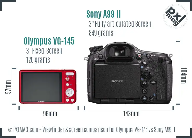 Olympus VG-145 vs Sony A99 II Screen and Viewfinder comparison