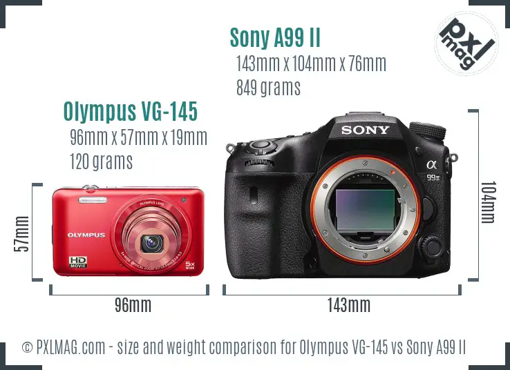 Olympus VG-145 vs Sony A99 II size comparison