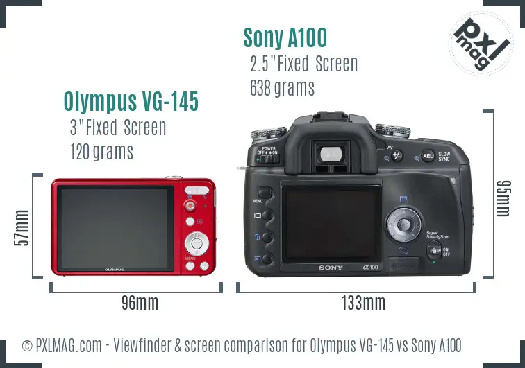 Olympus VG-145 vs Sony A100 Screen and Viewfinder comparison