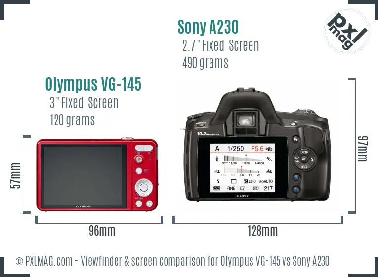 Olympus VG-145 vs Sony A230 Screen and Viewfinder comparison