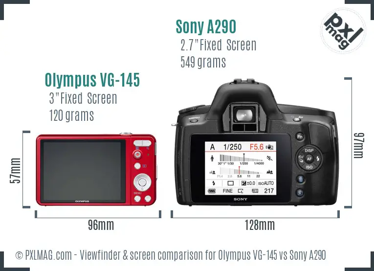 Olympus VG-145 vs Sony A290 Screen and Viewfinder comparison