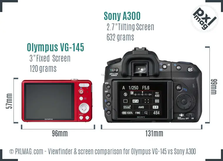 Olympus VG-145 vs Sony A300 Screen and Viewfinder comparison