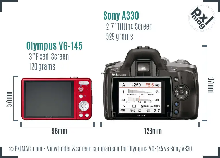 Olympus VG-145 vs Sony A330 Screen and Viewfinder comparison