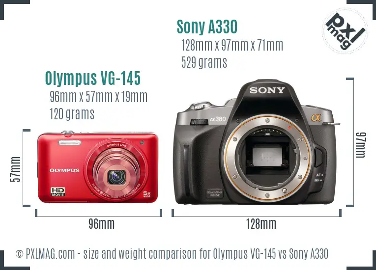 Olympus VG-145 vs Sony A330 size comparison