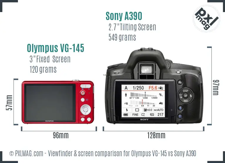 Olympus VG-145 vs Sony A390 Screen and Viewfinder comparison