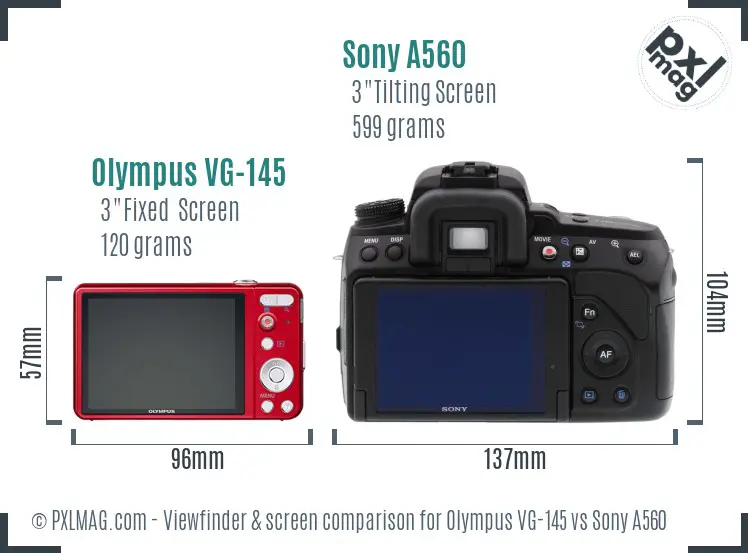 Olympus VG-145 vs Sony A560 Screen and Viewfinder comparison