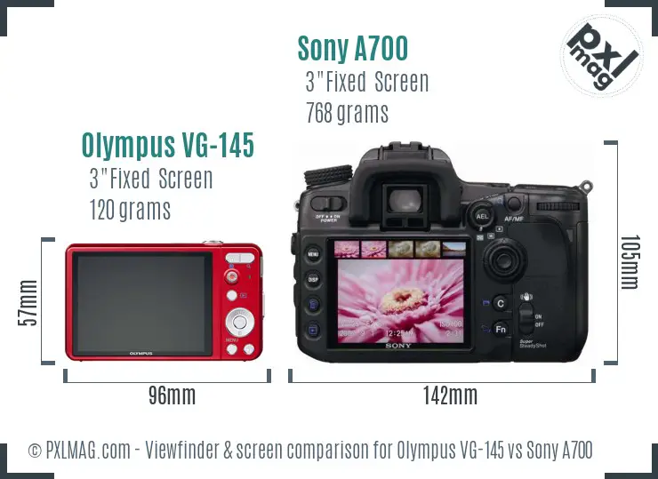 Olympus VG-145 vs Sony A700 Screen and Viewfinder comparison