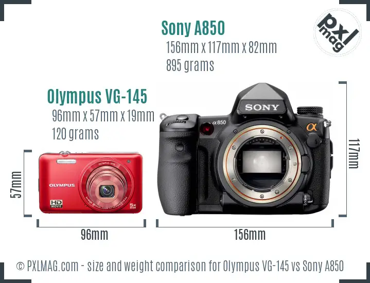 Olympus VG-145 vs Sony A850 size comparison