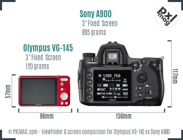 Olympus VG-145 vs Sony A900 Screen and Viewfinder comparison