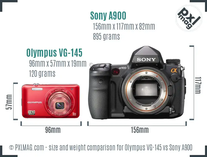 Olympus VG-145 vs Sony A900 size comparison