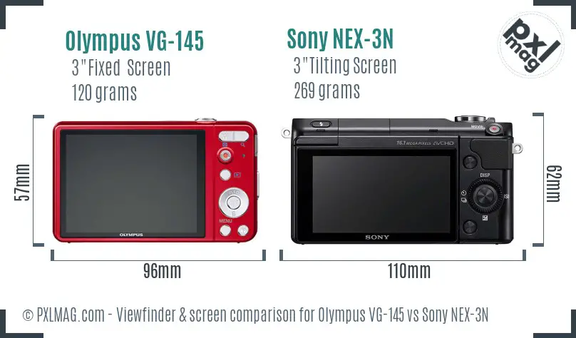 Olympus VG-145 vs Sony NEX-3N Screen and Viewfinder comparison