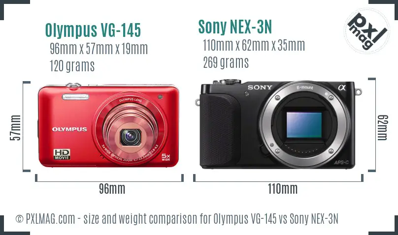 Olympus VG-145 vs Sony NEX-3N size comparison