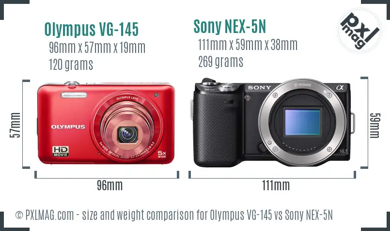 Olympus VG-145 vs Sony NEX-5N size comparison