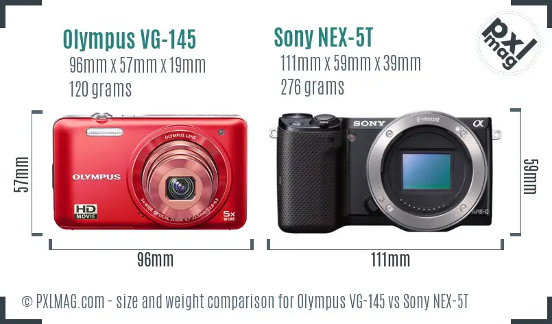 Olympus VG-145 vs Sony NEX-5T size comparison