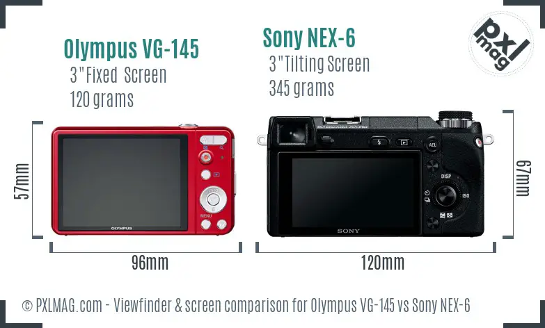 Olympus VG-145 vs Sony NEX-6 Screen and Viewfinder comparison