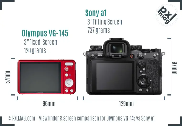 Olympus VG-145 vs Sony a1 Screen and Viewfinder comparison