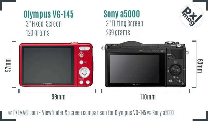 Olympus VG-145 vs Sony a5000 Screen and Viewfinder comparison