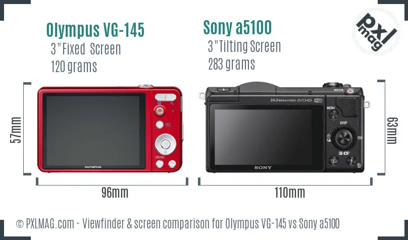 Olympus VG-145 vs Sony a5100 Screen and Viewfinder comparison