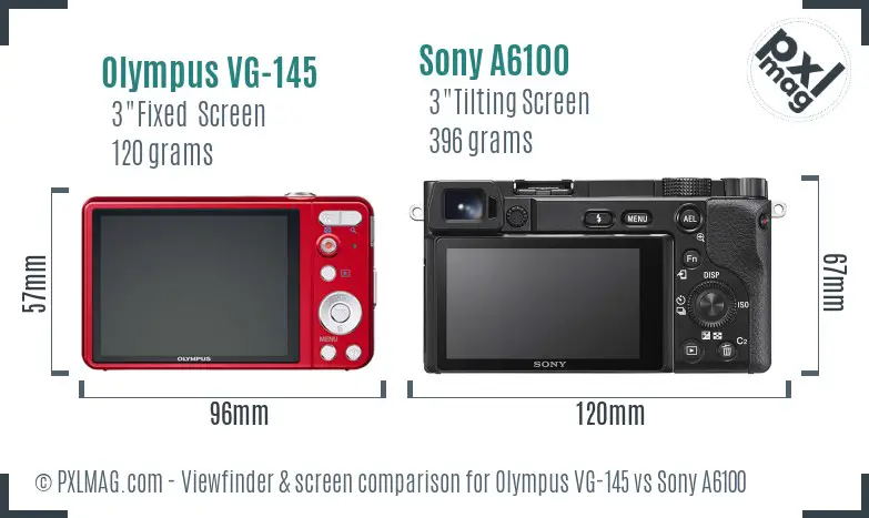 Olympus VG-145 vs Sony A6100 Screen and Viewfinder comparison