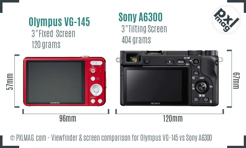 Olympus VG-145 vs Sony A6300 Screen and Viewfinder comparison