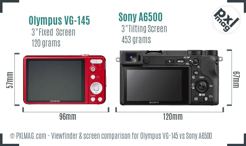 Olympus VG-145 vs Sony A6500 Screen and Viewfinder comparison