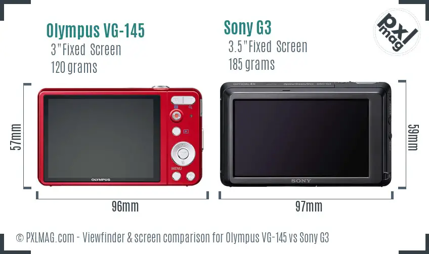 Olympus VG-145 vs Sony G3 Screen and Viewfinder comparison