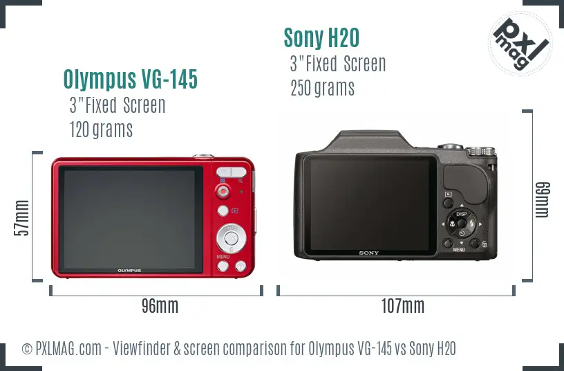 Olympus VG-145 vs Sony H20 Screen and Viewfinder comparison