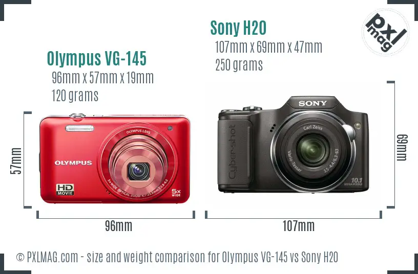 Olympus VG-145 vs Sony H20 size comparison