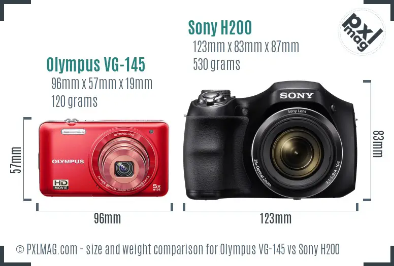 Olympus VG-145 vs Sony H200 size comparison