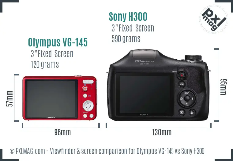 Olympus VG-145 vs Sony H300 Screen and Viewfinder comparison