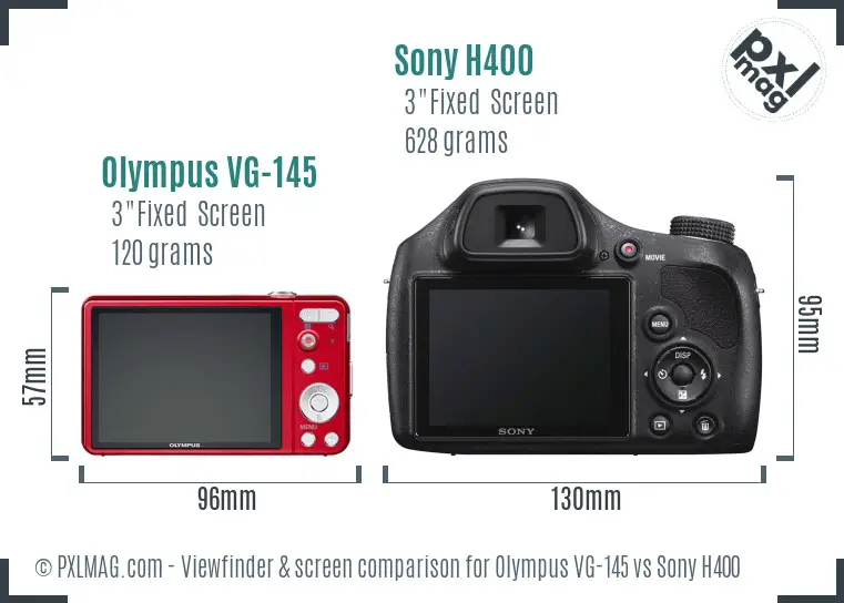 Olympus VG-145 vs Sony H400 Screen and Viewfinder comparison