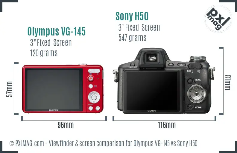 Olympus VG-145 vs Sony H50 Screen and Viewfinder comparison