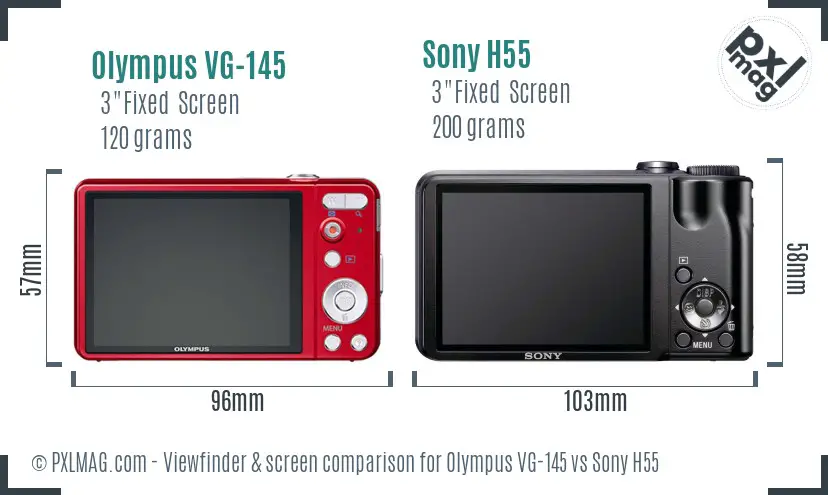 Olympus VG-145 vs Sony H55 Screen and Viewfinder comparison