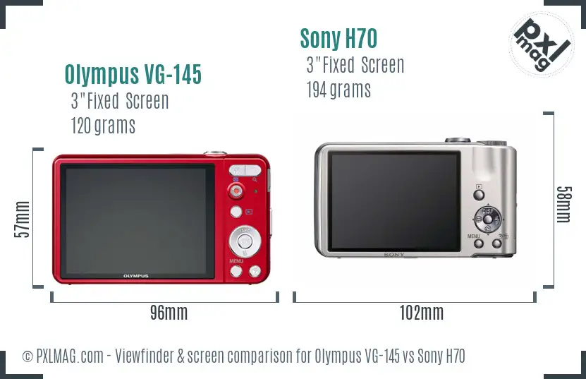 Olympus VG-145 vs Sony H70 Screen and Viewfinder comparison