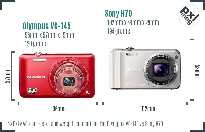 Olympus VG-145 vs Sony H70 size comparison