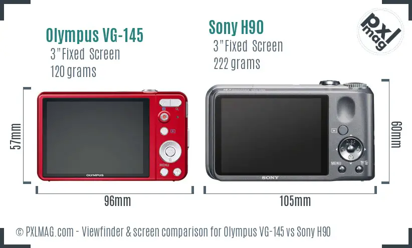 Olympus VG-145 vs Sony H90 Screen and Viewfinder comparison