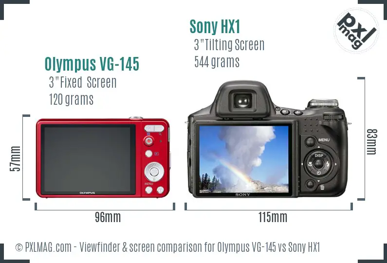 Olympus VG-145 vs Sony HX1 Screen and Viewfinder comparison