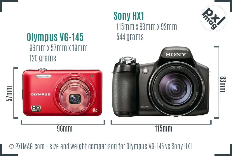 Olympus VG-145 vs Sony HX1 size comparison