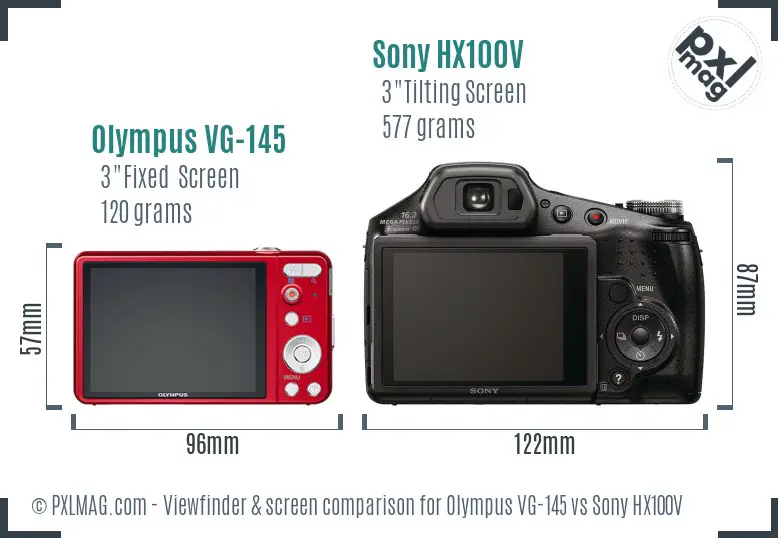 Olympus VG-145 vs Sony HX100V Screen and Viewfinder comparison