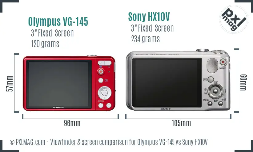 Olympus VG-145 vs Sony HX10V Screen and Viewfinder comparison