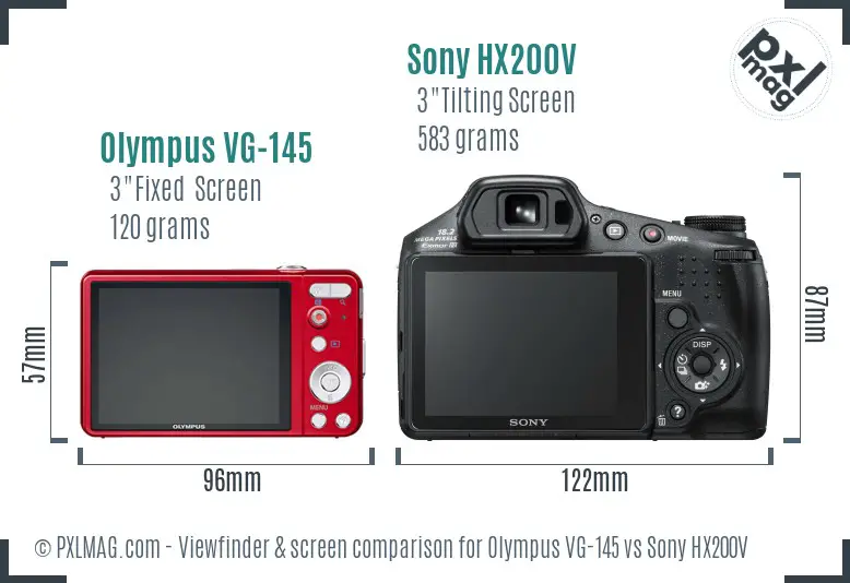 Olympus VG-145 vs Sony HX200V Screen and Viewfinder comparison