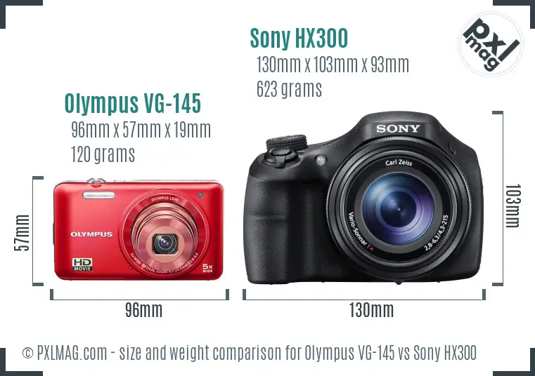 Olympus VG-145 vs Sony HX300 size comparison