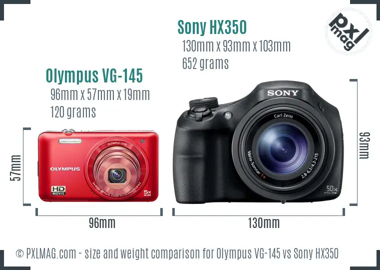 Olympus VG-145 vs Sony HX350 size comparison