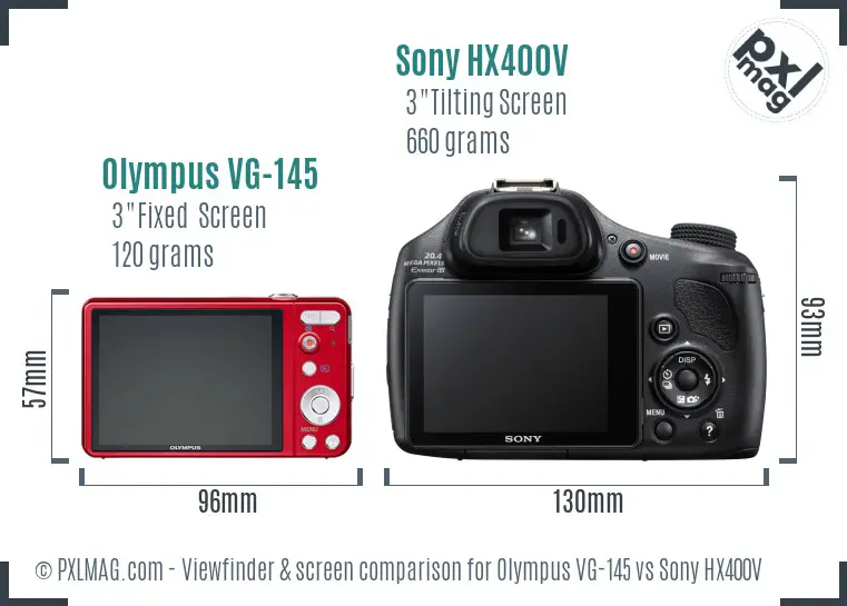 Olympus VG-145 vs Sony HX400V Screen and Viewfinder comparison